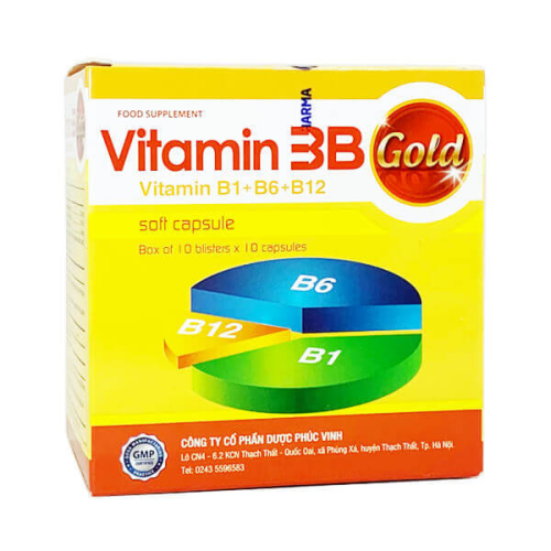 Vitamin 3B Gold hộp 10 vỉ x 10 viên nang mềm Phúc Vinh