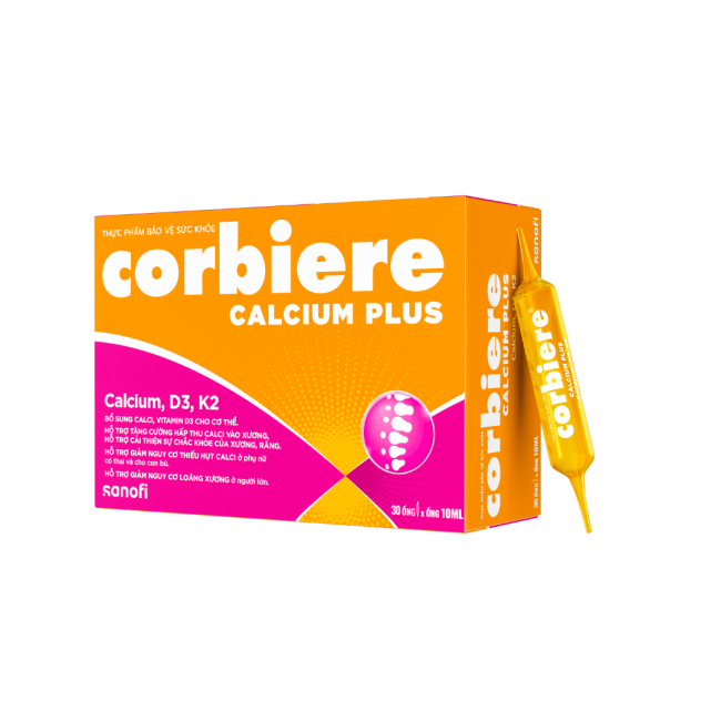 Calcium Corbiere Plus D3 K2 hộp 30 ống x 10ml Sanofi